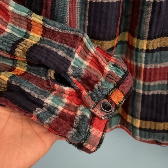 🆕 We the Free Navy Plaid Ruffled Siena Top - Picture 7 of 12